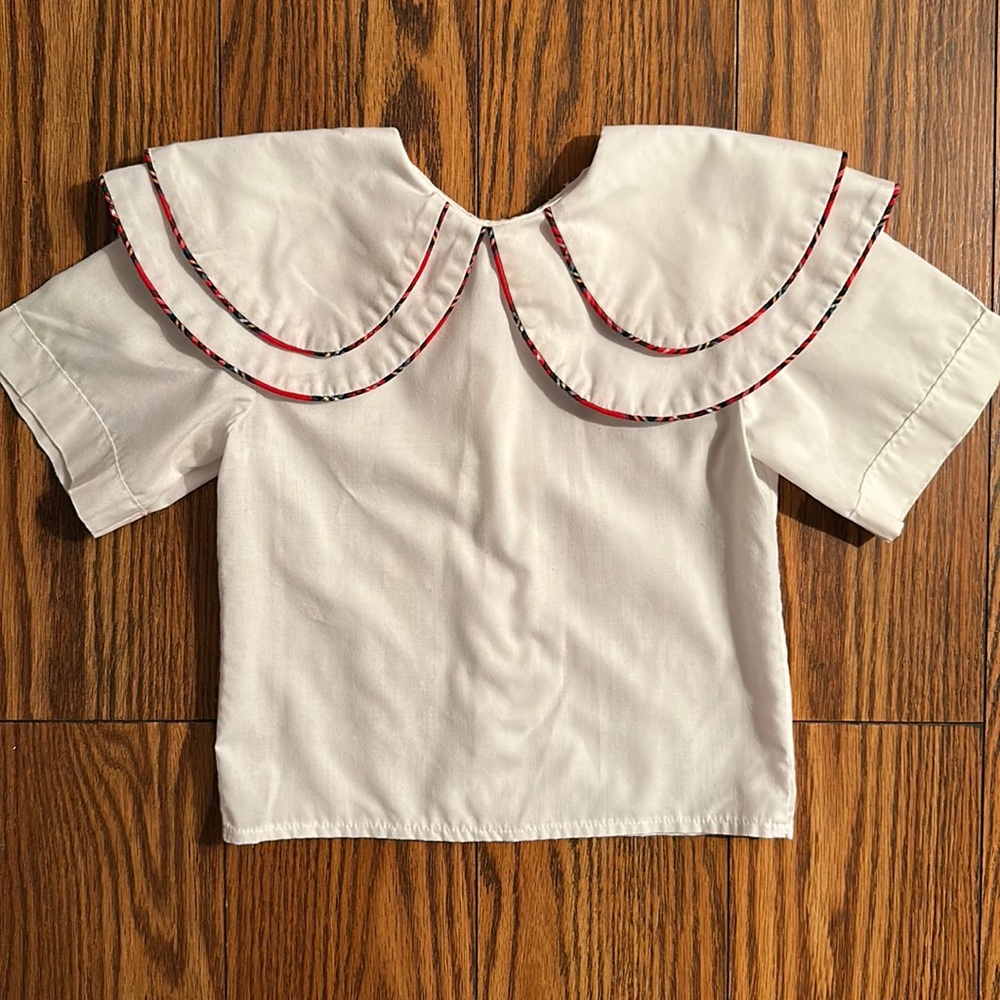 Christmas Plaid Piped Double Collar Button Up Top Unisex Collared Shirt